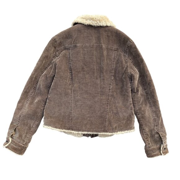 Arizona Jeans Co Corduroy Sherpa Trucker Jacket Wm Sz S Brown 90s Grunge Western - Picture 8 of 14